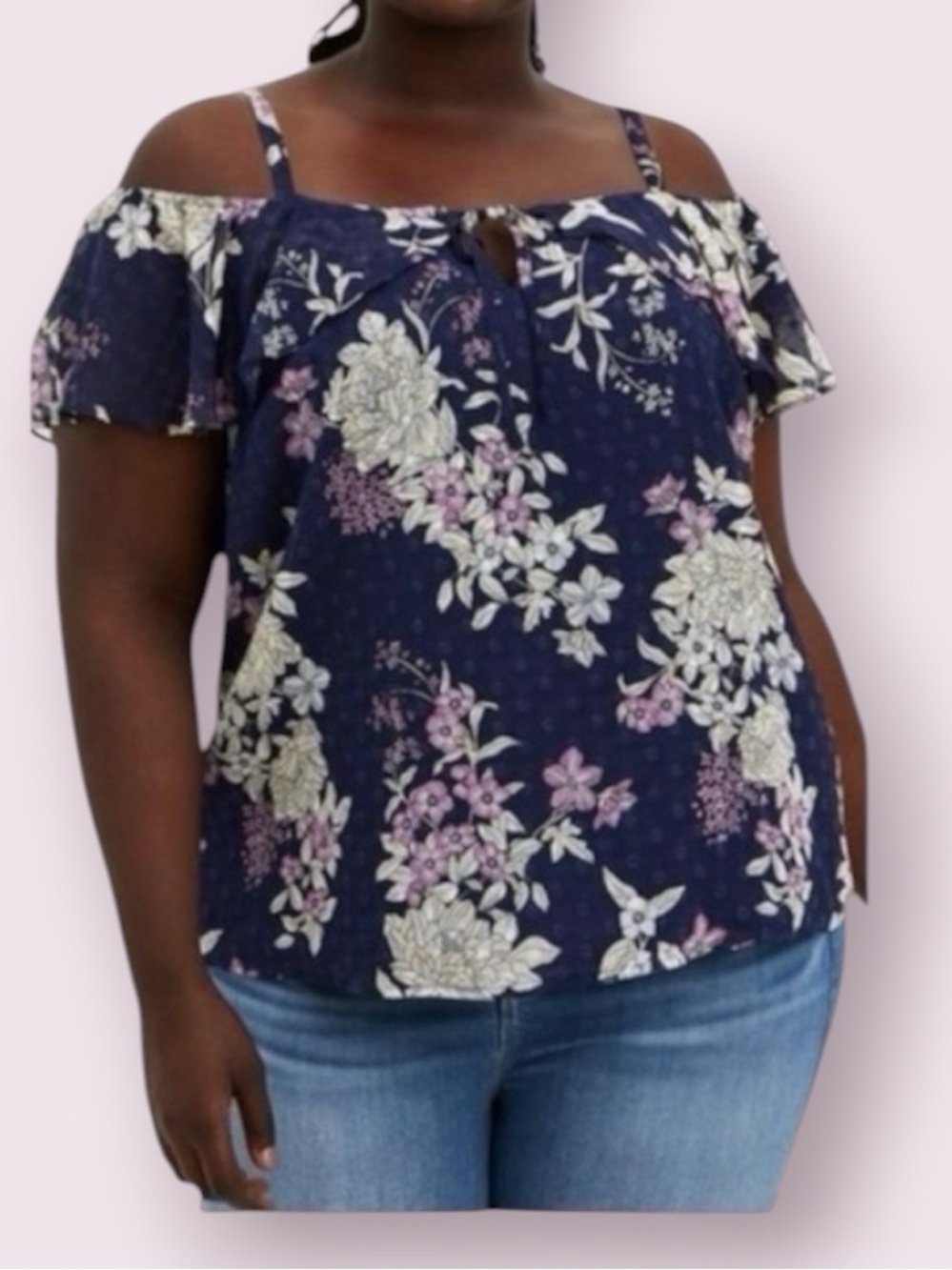 Torrid Floral Clip Dot Chiffon Flowy Top Blue Size 4X